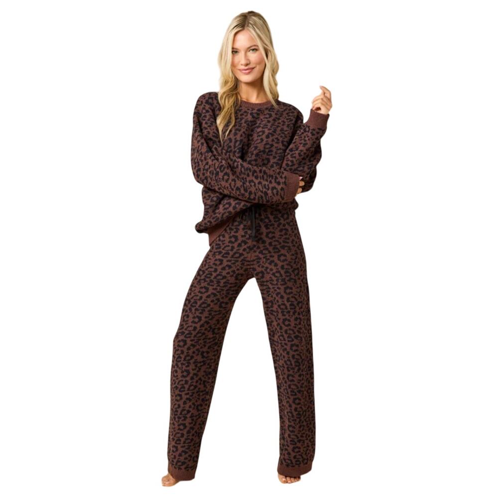 Softies Women's Brown Black Marshmellow Leopard Lounge Pants Size X-Large